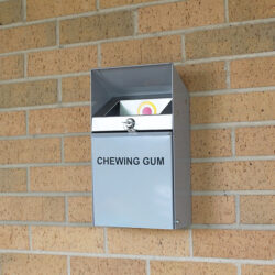 Bullseye Gum Disposal Bin in grey.