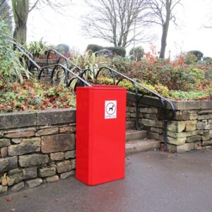 MDB Heavy Duty Dog Waste Bin in red.