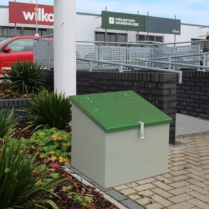 RSA/15 Storage Unit with a green lid and goose grey body.