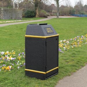 WDB/112 Large Capacity Dog Waste Bin with Chute in black.