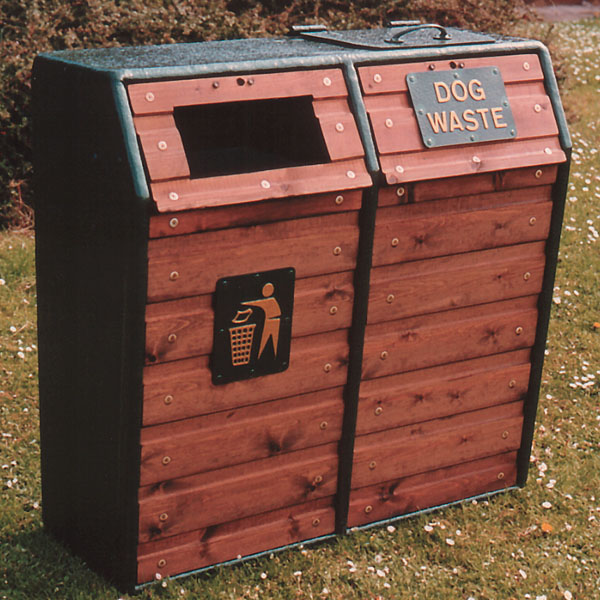 Wybone - WDB/6DL Combined Timber Fronted Dog Waste & Litter Bin