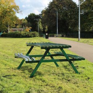 WMP/6 Wave Style Picnic Bench in dark green.