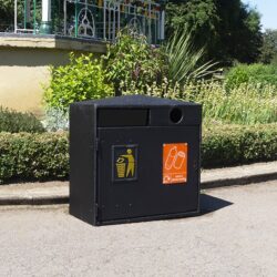 Double Never Rust Recycling Bin in black.