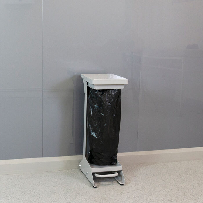 28-Litre Open Clinical Waste Bin in grey with a black liner.