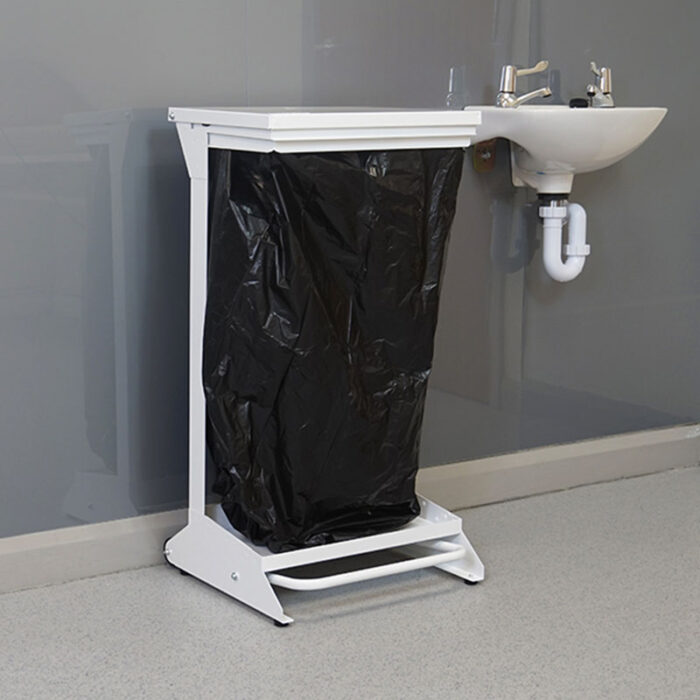 80-Litre Open Clinical Waste Bin with a white body and black liner.