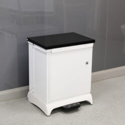 42 Litre Mental Health Bin with a white body, black lid and black foot pedal.