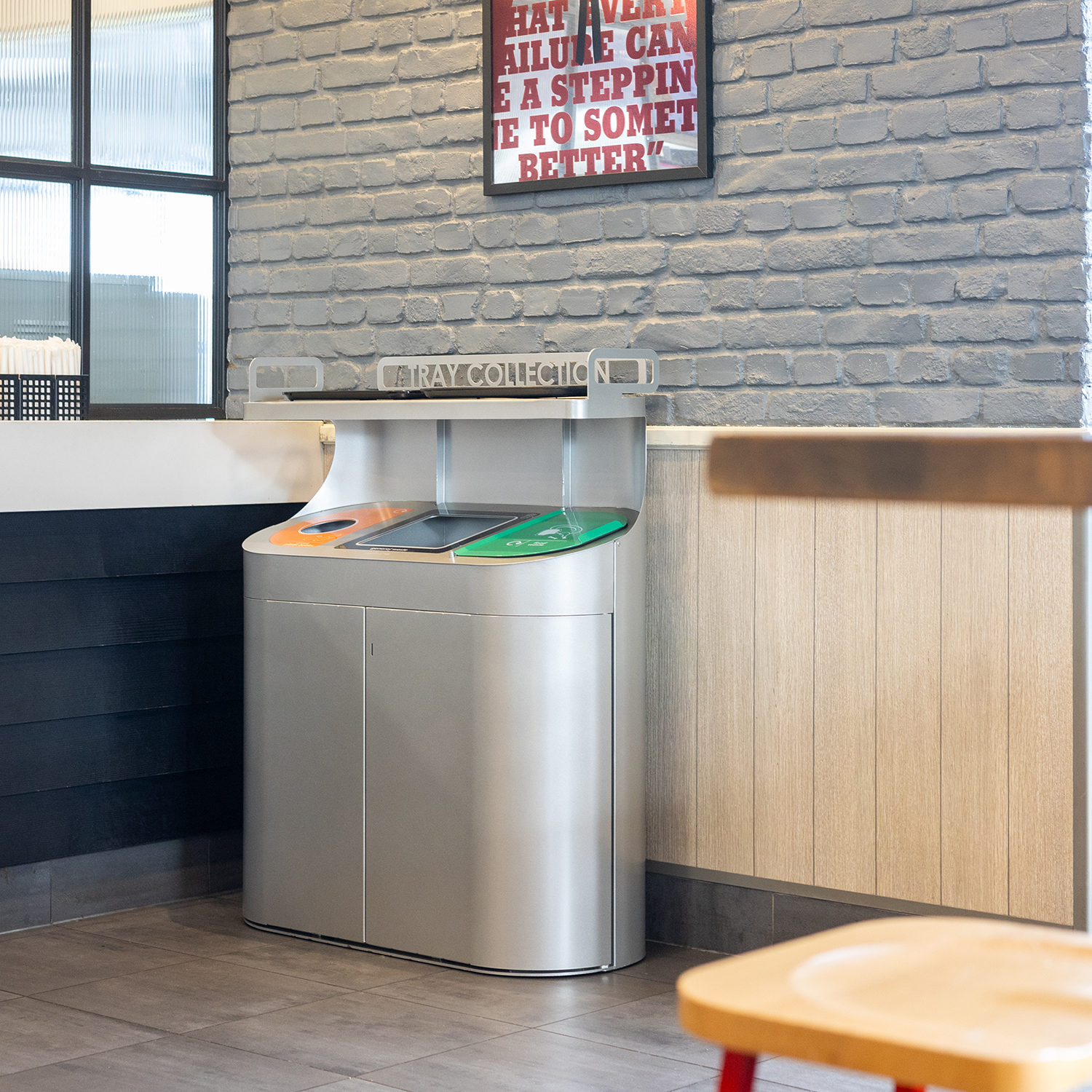 Torpedo Triple Litter & Recycling Bin with Tray Unit - Image 5