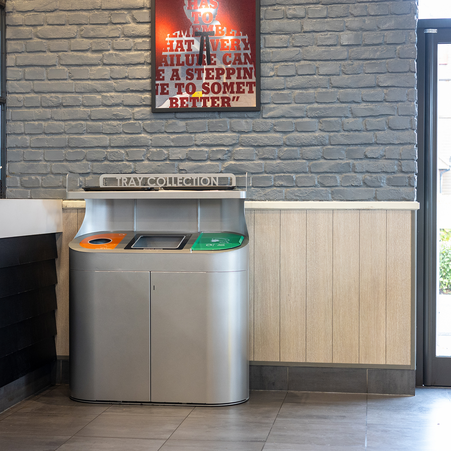 Torpedo Triple Litter & Recycling Bin with Tray Unit - Image 6