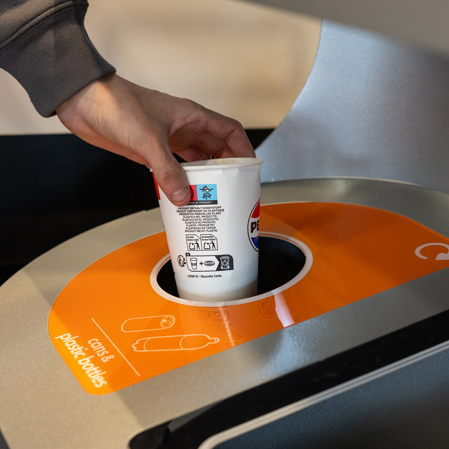 Torpedo Triple Litter & Recycling Bin with Tray Unit - Image 4