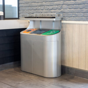 Torpedo Triple Litter & Recycling Bin with Tray Unit