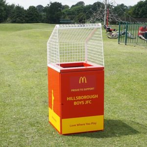 Wybone Goal Litter Bin sponsored by McDonalds