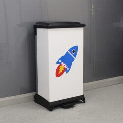 Blue Rocket Capsule Plastic Clinical Waste Bin with a black lid and base.