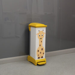 Giraffe Capsule Plastic Clinical Waste Bin in 28 litres with a yellow lid and base.