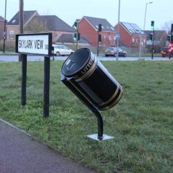 Tilter Posted Mounted Bridleway Bin in black with an internal liner.