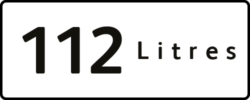 An icon showing the product has a waste capacity of 112-litres.