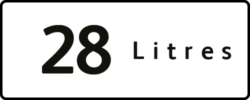 An icon showing the product has a capacity of 28 litres.