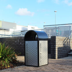 The Royal Parks 112-Litre Galvanised Steel Litter Bin outside M&S.