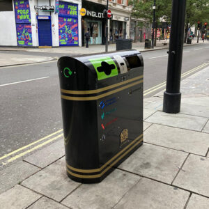 Metropolitan Recycling Bin on the streets of London.