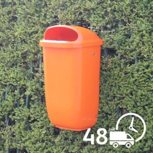 ASB/50 Post Mountable Orange Litter Bin attached to a railing.